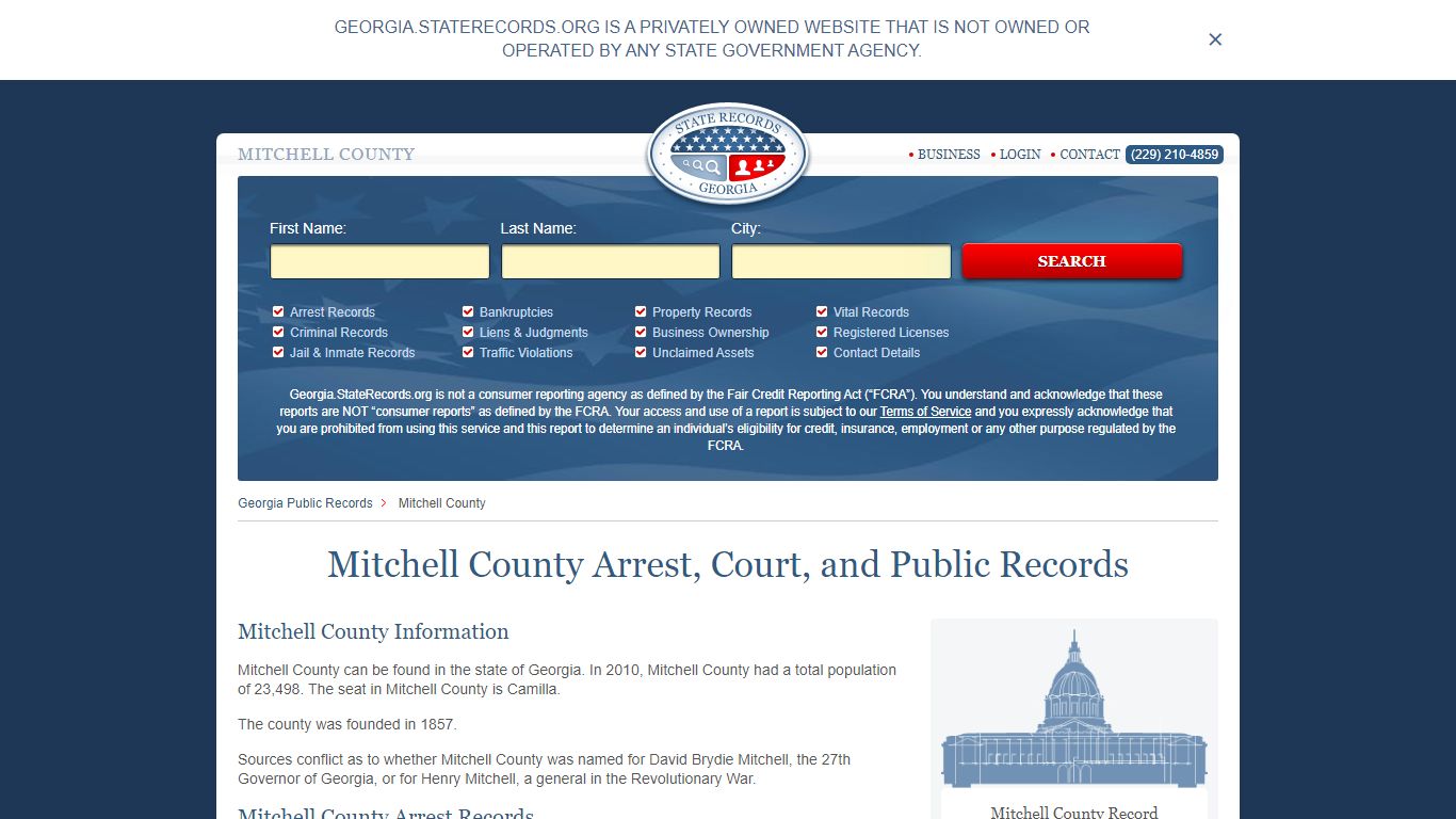 Mitchell County Arrest, Court, and Public Records