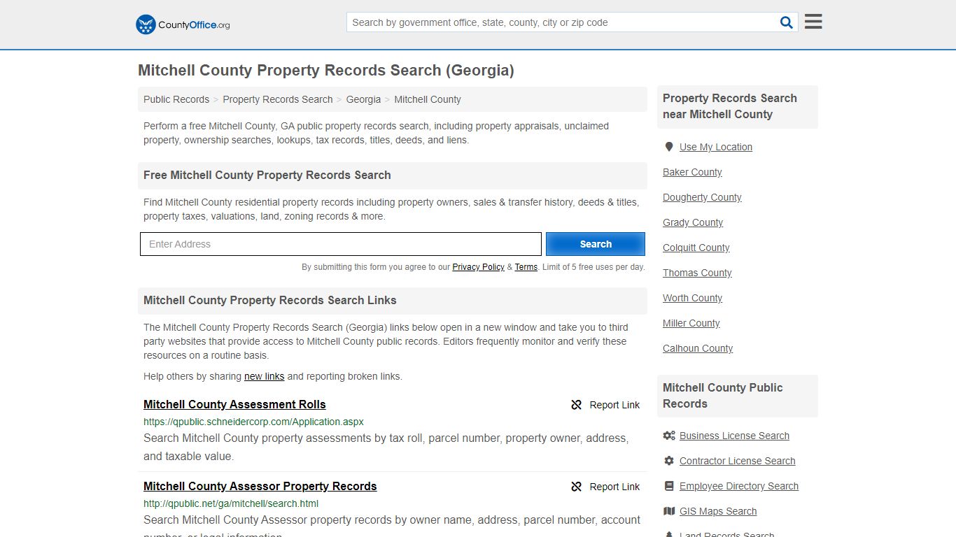 Property Records Search - Mitchell County, GA (Assessments ...